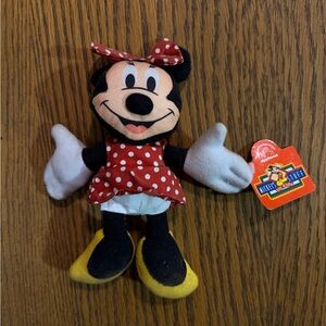 Vintage Minnie Mouse Plush Doll – Applause Disney – Red Polka Dot Dress – 9”